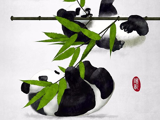 惊！大熊猫贴伏树上追竹子，引园内游客阵阵欢呼